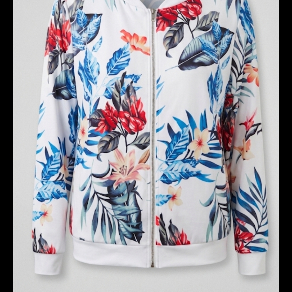 Absolutely stunning tropical floral print bomber jacket — brand new and never wo